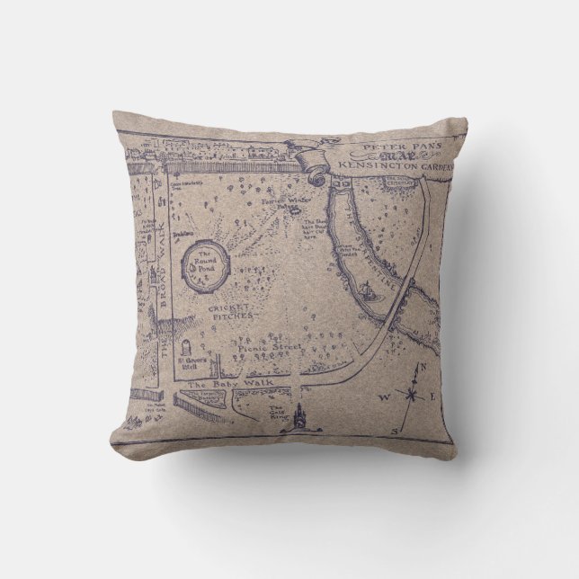 Peter Pan's Map of Kensington Gardens Cushion (Front)
