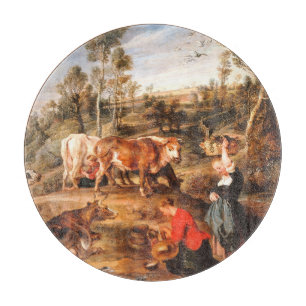 Peter Paul Rubens Milkmaids with Cattle in a Lands Cutting Board