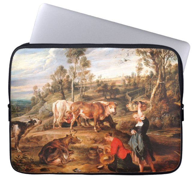 Peter Paul Rubens Milkmaids with Cattle in a Lands Laptop Sleeve (Front)