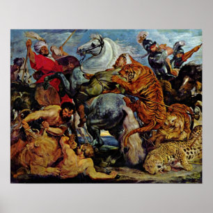 Peter Paul Rubens - Tiger and lion hunting Poster