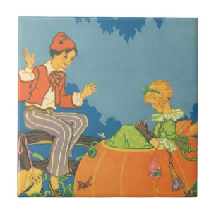 Peter Peter Pumpkin Eater, Vintage Nursery Rhyme Ceramic Tile