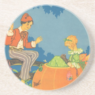 Peter Peter Pumpkin Eater, Vintage Nursery Rhyme Coaster