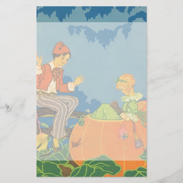 Peter Peter Pumpkin Eater, Vintage Nursery Rhyme Stationery (Front)