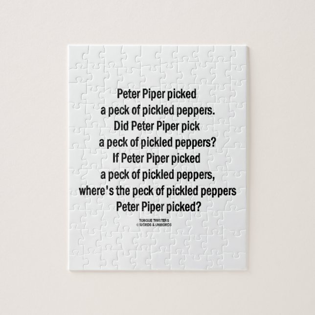 Peter Piper Picked Peck Of Pickled Peppers Jigsaw Puzzle (Vertical)