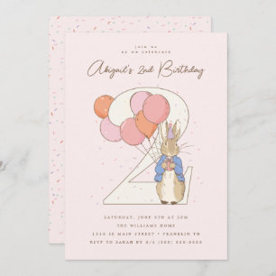 Peter Rabbit 2nd Birthday Pink Confetti Invitation