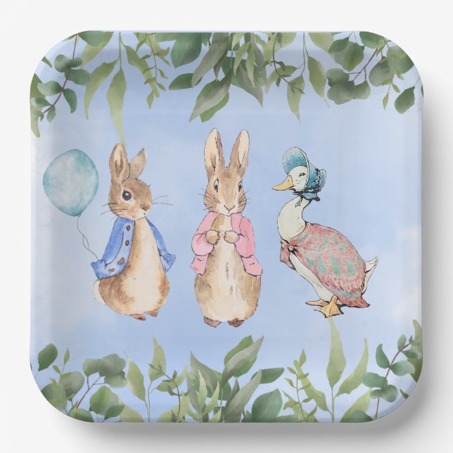 Peter Rabbit And Friends Baby Shower  Paper Plate (Front)