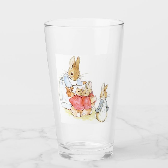 Peter Rabbit and his Sisters (by Beatrix Potter) Glass (Front)