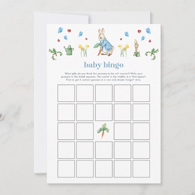 Peter Rabbit Baby Bingo Baby Shower Game (Front)
