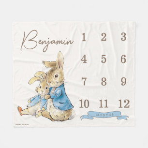 Peter Rabbit   Baby Boy 12 Month Milestone  Fleece Blanket