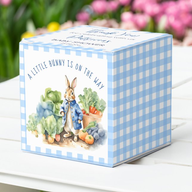 Peter rabbit baby boy baby shower  favour box (Peter rabbit baby boy baby shower favor boxes pastel blue gingham personalized candy favor box)
