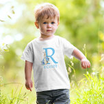 Peter Rabbit Baby Boy Monogram Name Baby T-Shirt<br><div class="desc">Watercolor Blue Peter Rabbit Baby Boy's Monogram Name Baby T-Shirt. Matching items available.</div>