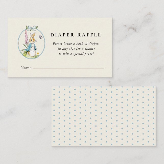 Peter Rabbit Baby boy shower Diaper Raffle Enclosure Card (Front/Back)