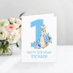 Peter Rabbit Baby Boy's First Birthday Card<br><div class="desc">Watercolor Peter Rabbit Baby Boy's First Birthday Card.</div>