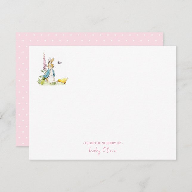 Peter Rabbit Baby girl nursery Flat  Thank You Card (Front/Back)