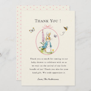 Peter rabbit Baby girl shower Thank you card