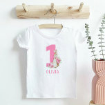 Peter Rabbit Baby Girl's First Birthday Baby T-Shirt<br><div class="desc">Watercolor Pink Peter Rabbit Baby Girl's First Birthday Baby T-Shirt. Matching items available.</div>