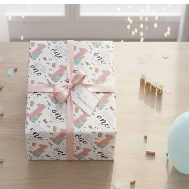 Peter Rabbit | Baby Girl's First Birthday Wrapping Paper (Creator Uploaded)