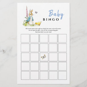 Peter rabbit baby Shower Bingo game