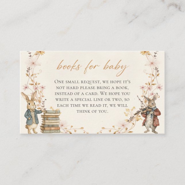 Peter Rabbit Baby Shower Books for Baby Enclosure Card (Front)