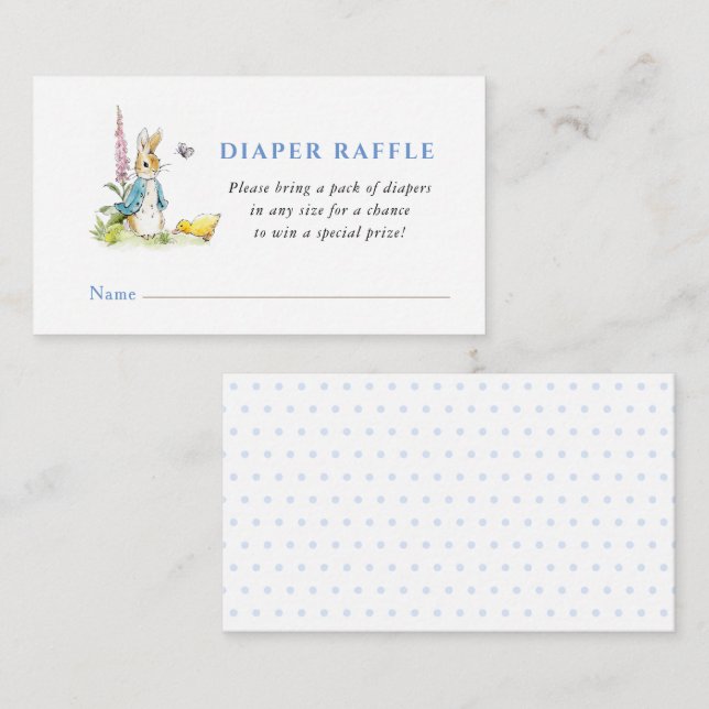 Peter Rabbit Baby shower Diaper Raffle Enclosure Card (Front/Back)
