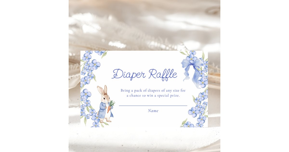 Peter Rabbit Diaper Raffle Sign Peter Rabbit Baby Shower Diaper Raffle Tickets Enclosure Card | Zazzle