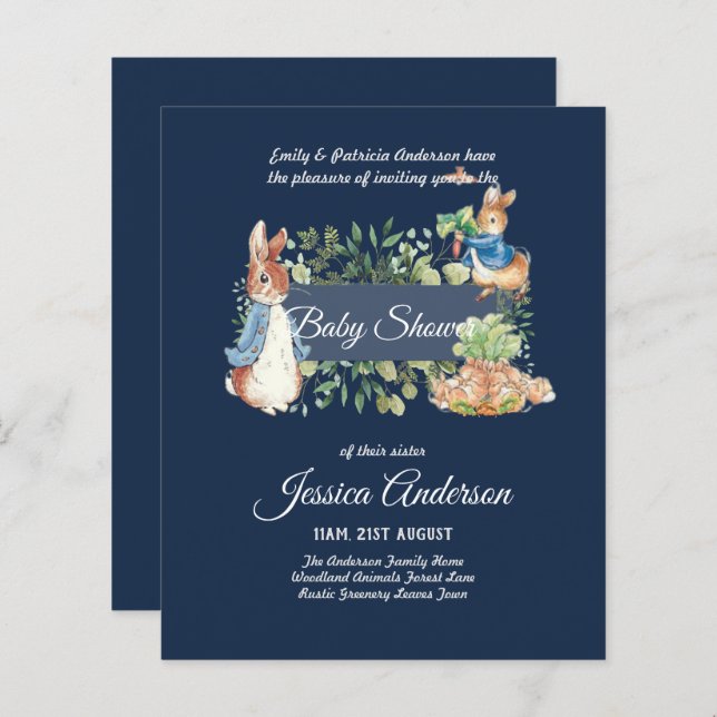 Peter Rabbit  BABY SHOWER Invitations (Front/Back)