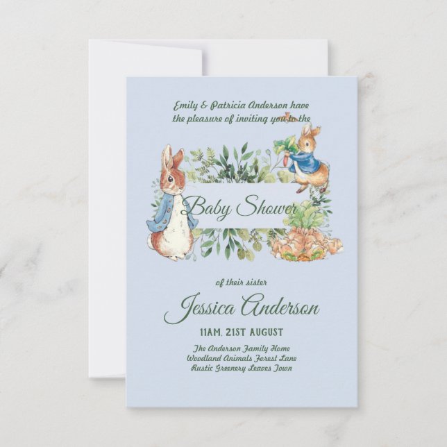 Peter Rabbit BABY SHOWER Invitations Boy or Girl (Front)