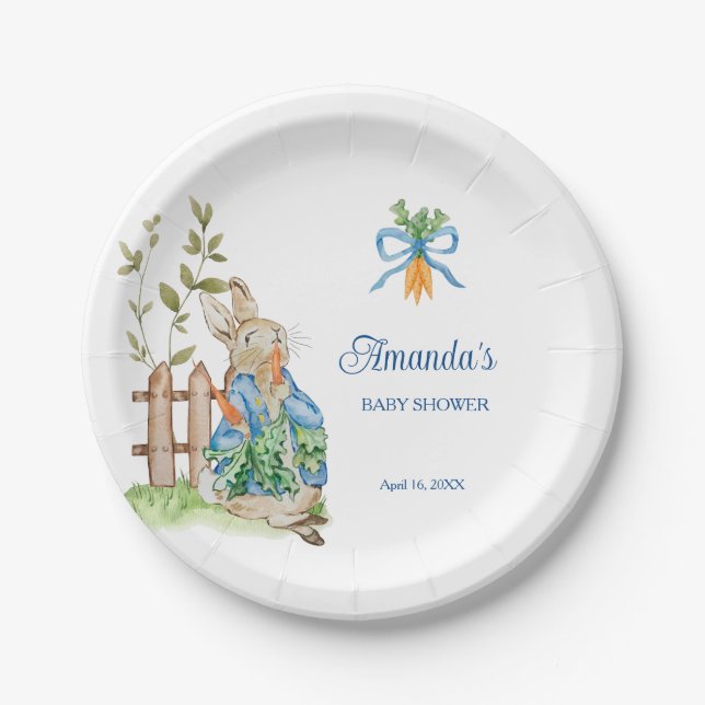 Peter Rabbit Baby Shower Paper Plate (Front)