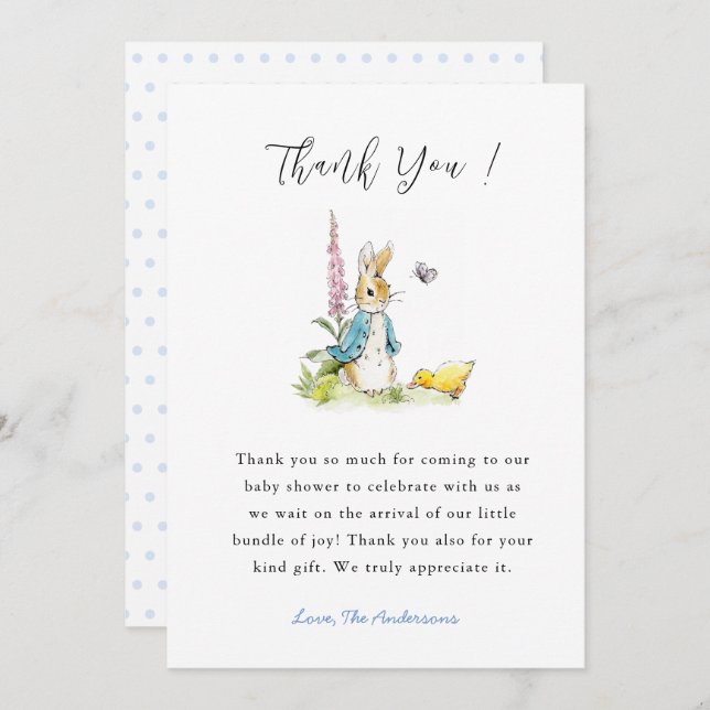 Peter rabbit Baby shower Thank you card (Front/Back)