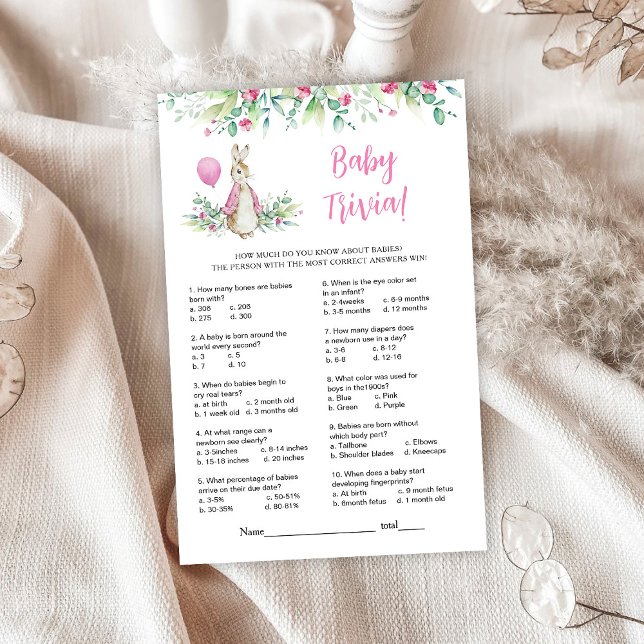 Peter Rabbit Baby Shower Trivia Game (Creator Uploaded)