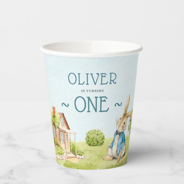Peter Rabbit Baby's Boy First Birthday Paper Cups (Left)