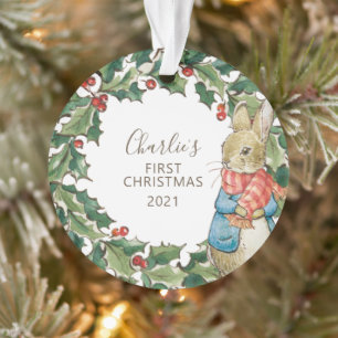 Peter Rabbit   Baby's First Christmas with Photo   Ornament