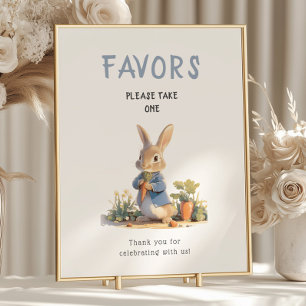 Peter Rabbit Blue Baby Shower Favours Sign