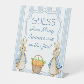 Peter rabbit blue boy baby shower table sign