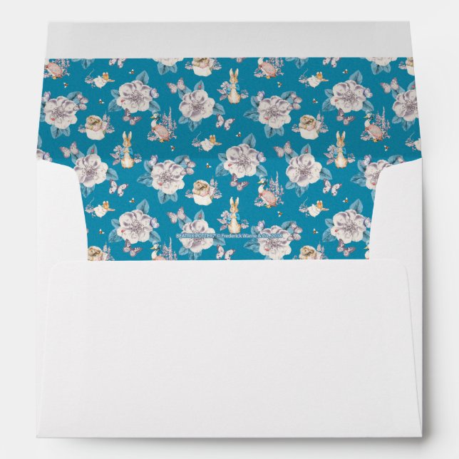 Peter Rabbit | Blue Floral Garden Pattern Envelope (Back (Bottom))