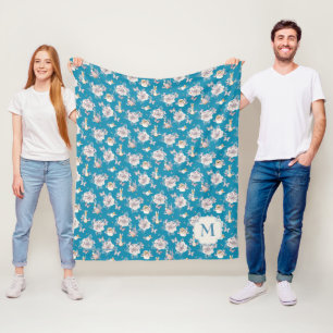 Peter Rabbit   Blue Floral Garden Pattern Fleece Blanket