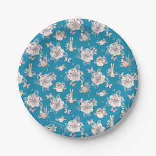Peter Rabbit   Blue Floral Garden Pattern Paper Plate