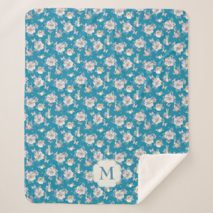 Peter Rabbit   Blue Floral Garden Pattern Sherpa Blanket