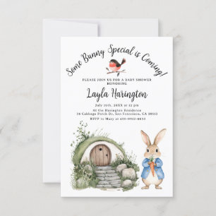 Peter Rabbit Boy Baby Shower Forest Burrow Garden  Invitation