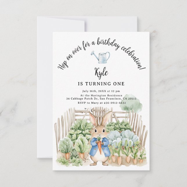 Peter Rabbit Cabbage Patch Vegetables Birthday   Invitation (Front)