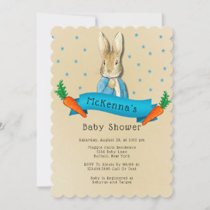 Peter Rabbit Carrots and Stars Boy Baby Shower Invitation