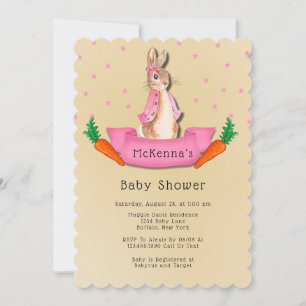 Peter Rabbit Carrots and Stars Girl Baby Shower Invitation