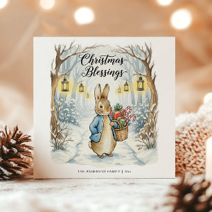 Peter Rabbit Cozy Forest Christmas Holiday Card