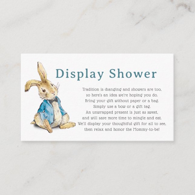 Peter Rabbit Display Shower Boy Baby Shower Enclosure Card (Front)