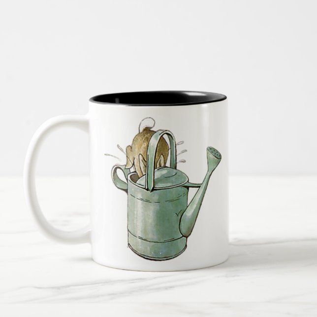PETER RABBIT dived headfirst into the can to hide Two-Tone Coffee Mug (Left)