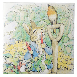 “Peter Rabbit Eats a Carrot” by Beatrix Potter Ceramic Tile