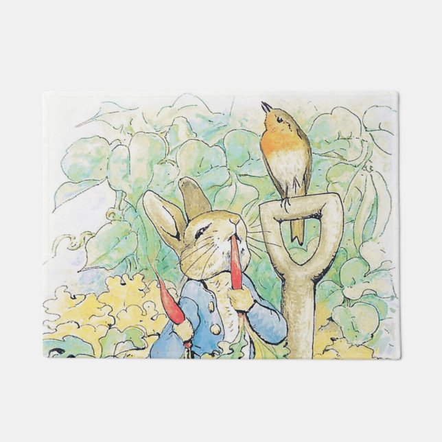 “Peter Rabbit Eats a Carrot” by Beatrix Potter Doormat (Front)