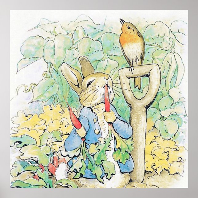 “Peter Rabbit Eats a Carrot” by Beatrix Potter Poster (Front)