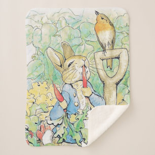 “Peter Rabbit Eats a Carrot” by Beatrix Potter Sherpa Blanket