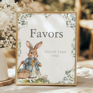 Peter Rabbit Evergreen Girl Baby Shower Favours Poster